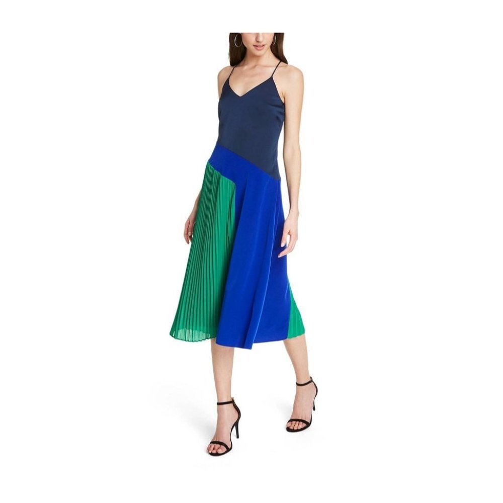 Chic Women's Pleated Dress by CUSHNIE in Blue/Green Size 12 NWT NN322AFA